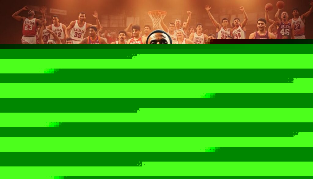 Alabama basketball legends gathered together, their iconic jerseys and trophies illuminated by soft, golden light. In the foreground, dominant figures like Charles Barkley and Robert Horry stand tall, their expressions etched with determination. Behind them, a montage of historic moments unfolds - thrilling tournament runs, clutch shots, and triumphant celebrations. The scene is captured with a cinematic, wide-angle lens, conveying the grand scale and timeless legacy of these basketball icons. The atmosphere is one of reverence and inspiration, inviting the viewer to celebrate the enduring spirit of Alabama basketball.