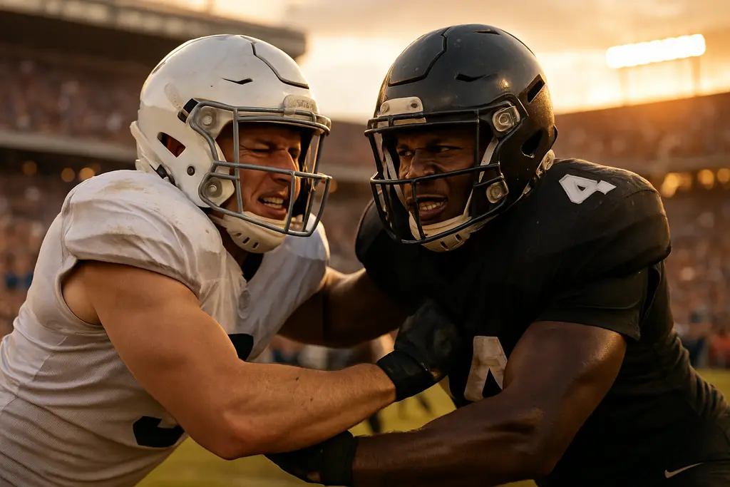 Competitive Balance shown through college football players celebrating a championship win
