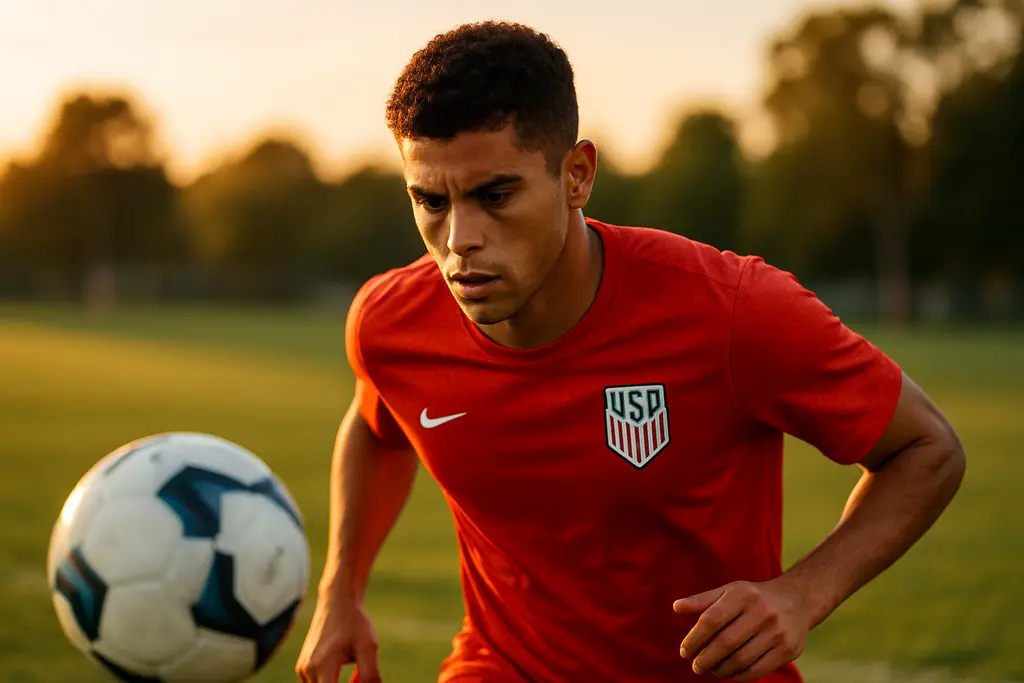 USMNT Rising Stars training together on a soccer field before an international match